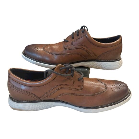 Rockport Men's Shoes Garett Wingtip Leather Derby Comfort Oxford Brown Sz 8.5 - Picture 6 of 10